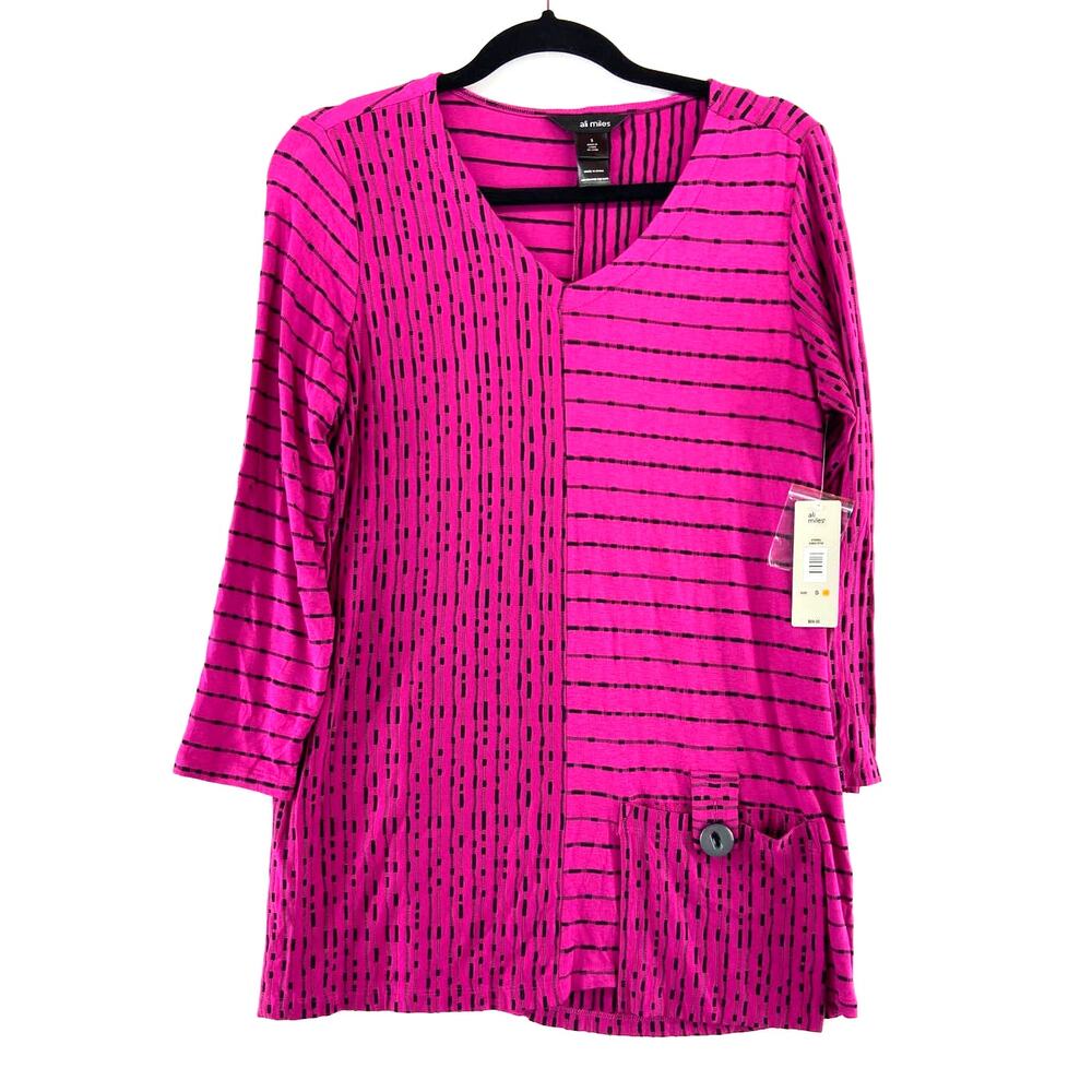 Ali Miles Pink Stripe‎ Tunic Top Sz Small NWT